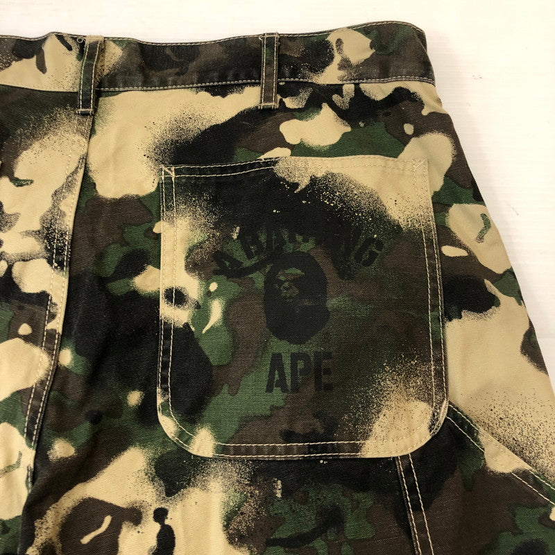 【中古品】【メンズ】 A BATHING APE アベイシングエイプ MAP CAMO RELAXED FIT WORK PANTS 001PTL301001M マップ カモ リラックスフィット ワークパンツ ボトムス 153-250903-yo-25-fuz サイズ：L カラー：カモ 万代Net店