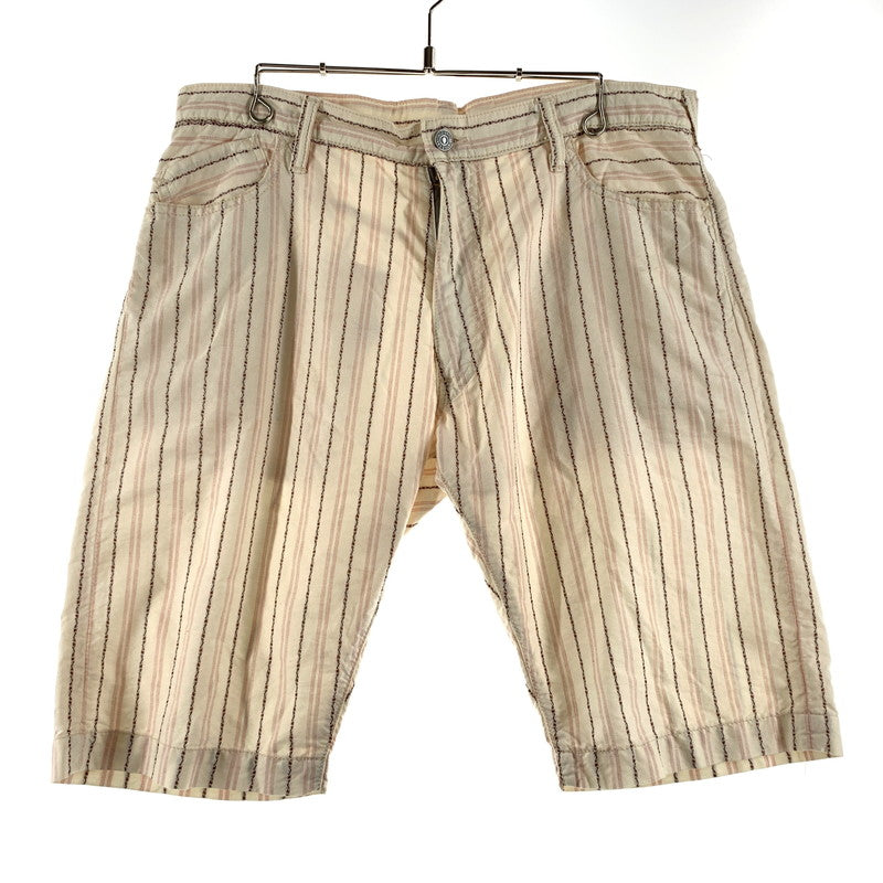 【中古品】【メンズ】 EVISU エヴィス STRIPE SHORT PANTS 2005 ストライプ ショートパンツ ボトムス ハーフパンツ 156-260703-yo-20-tei サイズ：36 カラー：ホワイト 万代Net店