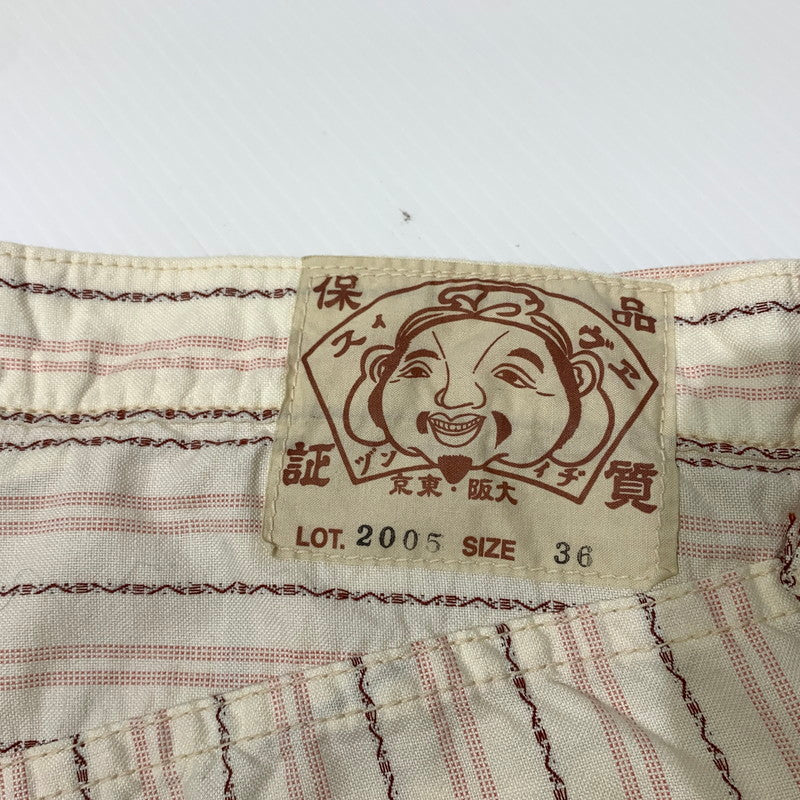 【中古品】【メンズ】 EVISU エヴィス STRIPE SHORT PANTS 2005 ストライプ ショートパンツ ボトムス ハーフパンツ 156-260703-yo-20-tei サイズ：36 カラー：ホワイト 万代Net店