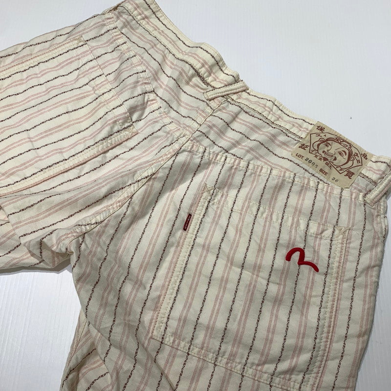 【中古品】【メンズ】 EVISU エヴィス STRIPE SHORT PANTS 2005 ストライプ ショートパンツ ボトムス ハーフパンツ 156-260703-yo-20-tei サイズ：36 カラー：ホワイト 万代Net店