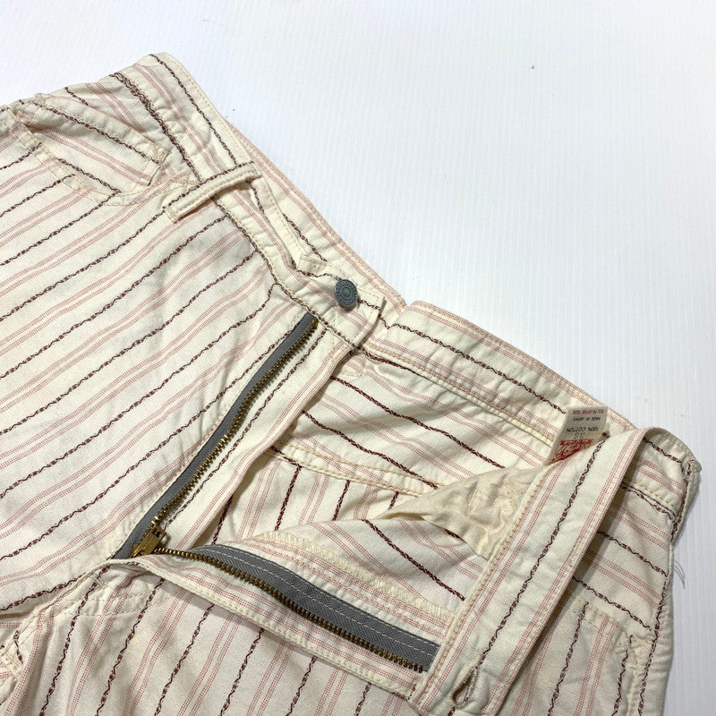 【中古品】【メンズ】 EVISU エヴィス STRIPE SHORT PANTS 2005 ストライプ ショートパンツ ボトムス ハーフパンツ 156-260703-yo-20-tei サイズ：36 カラー：ホワイト 万代Net店