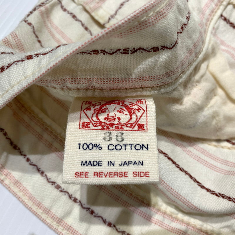 【中古品】【メンズ】 EVISU エヴィス STRIPE SHORT PANTS 2005 ストライプ ショートパンツ ボトムス ハーフパンツ 156-260703-yo-20-tei サイズ：36 カラー：ホワイト 万代Net店