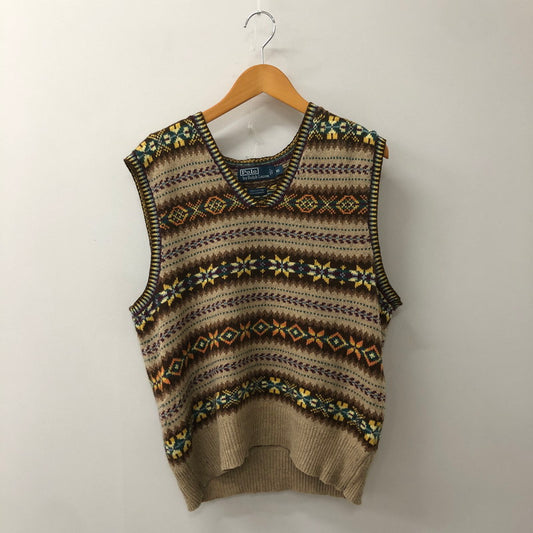 【中古品】【メンズ】 POLO RALPH LAUREN ポロ・ラルフローレン 90’s CASHMERE KNIT VEST 90年代 カシミヤ混 ニットベスト トップス 145-250905-ts-26-tei サイズ：XL カラー：マルチ 万代Net店
