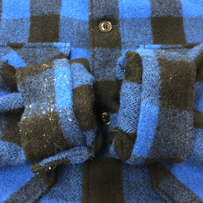 【中古品】【メンズ】 MASSES マシス × PORKCHOP GARAGE SUPPLY ポークチョップガレージサプライ 別注 コラボ 24AW WOOL JACKET P ウールジャケット バッファローチェックジャケット アウター 145-250905-ts-17-fuz サイズ：XL カラー：ブルー 万代Net店