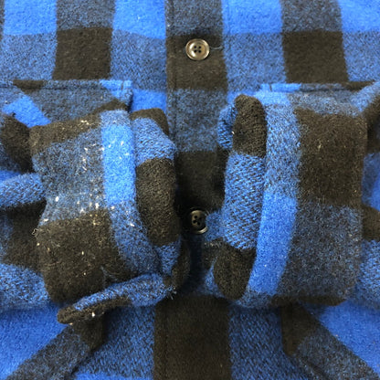 【中古品】【メンズ】 MASSES マシス × PORKCHOP GARAGE SUPPLY ポークチョップガレージサプライ 別注 コラボ 24AW WOOL JACKET P ウールジャケット バッファローチェックジャケット アウター 145-250905-ts-17-fuz サイズ：XL カラー：ブルー 万代Net店