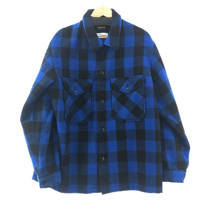 【中古品】【メンズ】 MASSES マシス × PORKCHOP GARAGE SUPPLY ポークチョップガレージサプライ 別注 コラボ 24AW WOOL JACKET P ウールジャケット バッファローチェックジャケット アウター 145-250905-ts-17-fuz サイズ：XL カラー：ブルー 万代Net店