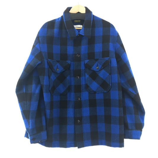 【中古品】【メンズ】 MASSES マシス × PORKCHOP GARAGE SUPPLY ポークチョップガレージサプライ 別注 コラボ 24AW WOOL JACKET P ウールジャケット バッファローチェックジャケット アウター 145-250905-ts-17-fuz サイズ：XL カラー：ブルー 万代Net店