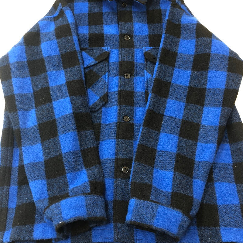 【中古品】【メンズ】 MASSES マシス × PORKCHOP GARAGE SUPPLY ポークチョップガレージサプライ 別注 コラボ 24AW WOOL JACKET P ウールジャケット バッファローチェックジャケット アウター 145-250905-ts-17-fuz サイズ：XL カラー：ブルー 万代Net店