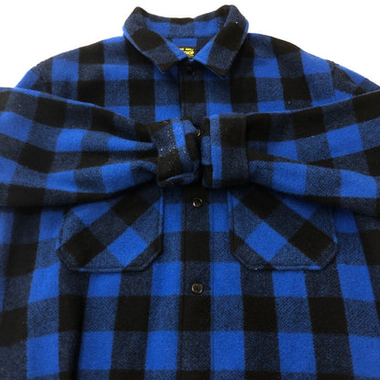 【中古品】【メンズ】 MASSES マシス × PORKCHOP GARAGE SUPPLY ポークチョップガレージサプライ 別注 コラボ 24AW WOOL JACKET P ウールジャケット バッファローチェックジャケット アウター 145-250905-ts-17-fuz サイズ：XL カラー：ブルー 万代Net店
