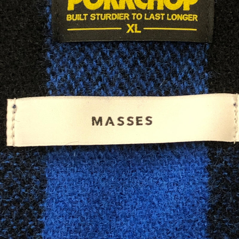 【中古品】【メンズ】 MASSES マシス × PORKCHOP GARAGE SUPPLY ポークチョップガレージサプライ 別注 コラボ 24AW WOOL JACKET P ウールジャケット バッファローチェックジャケット アウター 145-250905-ts-17-fuz サイズ：XL カラー：ブルー 万代Net店