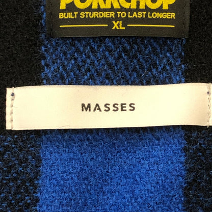 【中古品】【メンズ】 MASSES マシス × PORKCHOP GARAGE SUPPLY ポークチョップガレージサプライ 別注 コラボ 24AW WOOL JACKET P ウールジャケット バッファローチェックジャケット アウター 145-250905-ts-17-fuz サイズ：XL カラー：ブルー 万代Net店