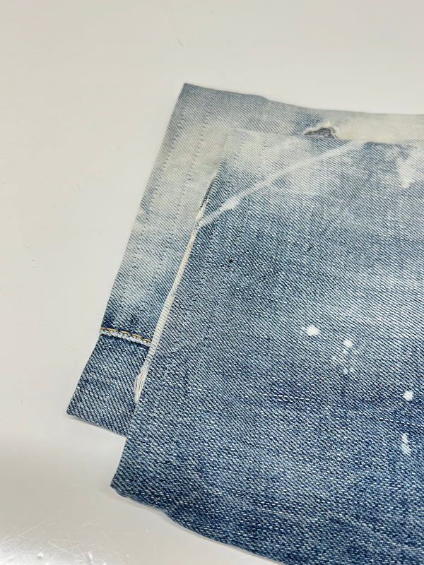 【現状渡し品】【メンズ】 DSQUARED2 ディースクエアード PAINT CRASH DENIM SHORT PANTS ペイント クラッシュ デニムショートパンツ ボトムス ジーンズ ショーツ 152-260830-kk-11-hon サイズ：42 カラー：ライトインディゴ 万代Net店