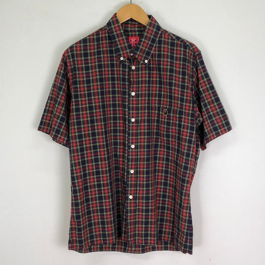 【中古品】【メンズ】 A BATHING APE アベイシングエイプ 90’s CHECK BD S/S SHIRT 90年代 チェック ボタンダウン ショートスリーブ シャツ トップス 半袖 142-251127-ts-05-tei サイズ：M カラー：レッド 万代Net店