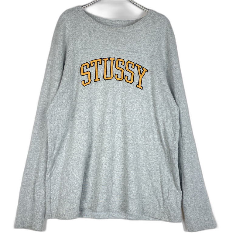【中古品】【メンズ】 STUSSY ステューシー LOGO L/S TEE ロゴ ロングスリーブ Tシャツ トップス 長袖 142-260124-ko-23-tei サイズ：L カラー：グレー 万代Net店