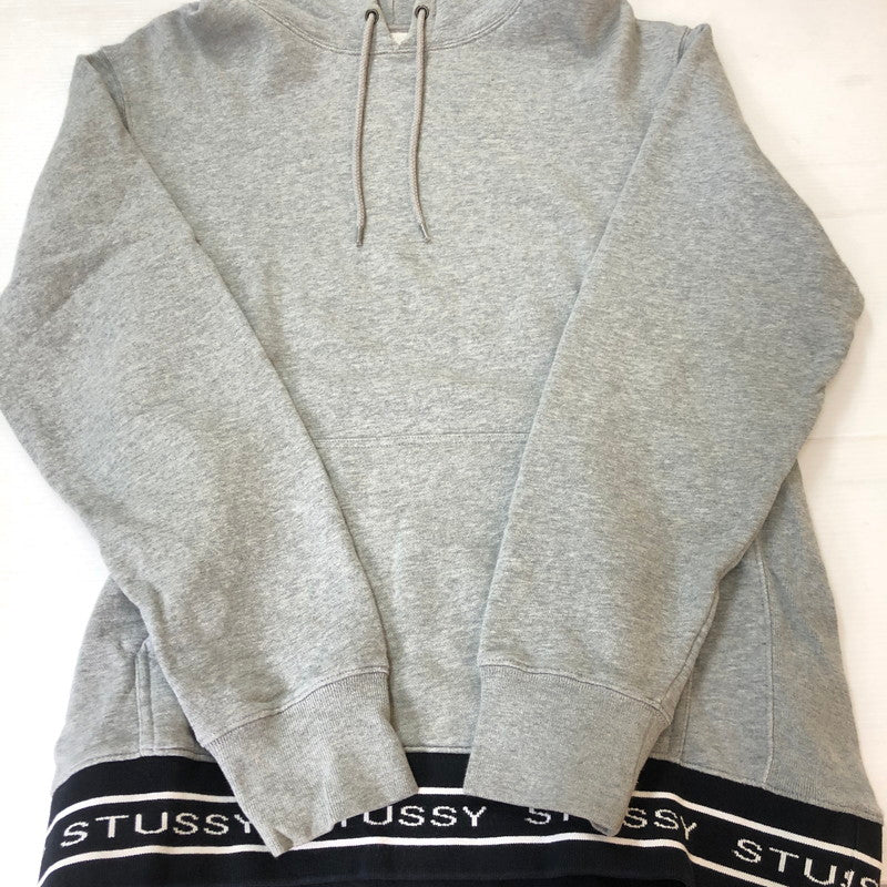 【中古品】【メンズ】 STUSSY ステューシー RIBBED LOGO HOODIE リブロゴ フーディー トップス プルオーバーパーカー 142-251016-ts-11-tei サイズ：L カラー：グレー 万代Net店