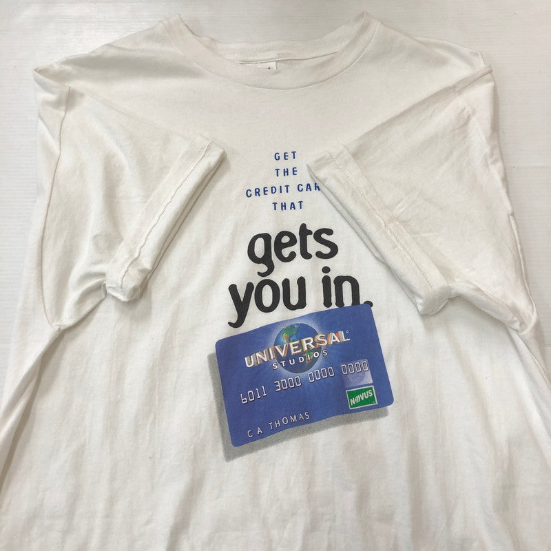 【中古品】【メンズ】 STEDMAN ステッドマン 90's UNIVERSAL STUDIOS CREDIT CARD TEE 90年代 ユニバーサルスタジオ クレジットカード Tシャツ 半袖 トップス HANESボディ 145-250917-KS-12-fuz サイズ：XL カラー：ホワイト 万代Net店