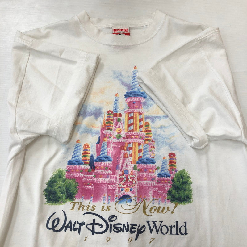 【中古品】【メンズ】 MICKEY INC ミッキー インク 90's 25th ANNIVERSARY CAKE CINDERELLA CASTLE TEE アニバーサリー ケーキ シンデレラ城 Tシャツ DISNEY 145-250917-KS-13-fuz サイズ：表記無し カラー：ホワイト 万代Net店