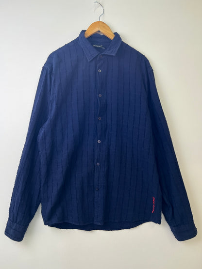 【中古品】【メンズ】 DESIGUAL デジグアル 25SMCW245096 テクスチャシャツ 長袖シャツ ロングスリーブ 147-260924-AS-2-hon サイズ：L カラー：ネイビー 万代Net店