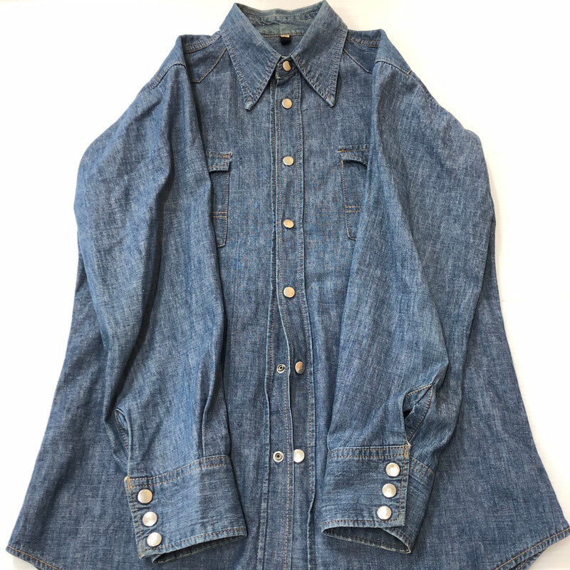 【中古品】【メンズ】 USED 70’s L/S WESTERN SHIRT VINTAGE 70年代 ロングスリーブ ウエスタン シャツ ヴィンテージ 長袖 トップス 145-250917-KS-20-tei サイズ：M カラー：インディゴ 万代Net店