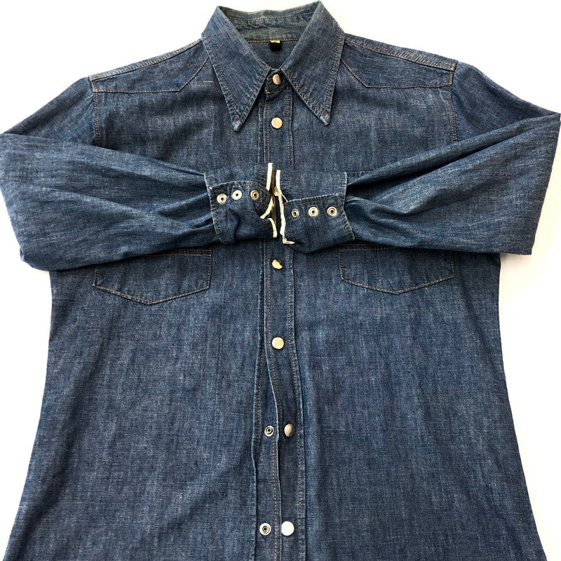 【中古品】【メンズ】 USED 70’s L/S WESTERN SHIRT VINTAGE 70年代 ロングスリーブ ウエスタン シャツ ヴィンテージ 長袖 トップス 145-250917-KS-20-tei サイズ：M カラー：インディゴ 万代Net店