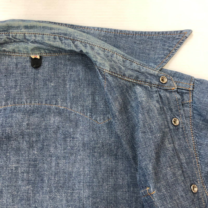 【中古品】【メンズ】 USED 70’s L/S WESTERN SHIRT VINTAGE 70年代 ロングスリーブ ウエスタン シャツ ヴィンテージ 長袖 トップス 145-250917-KS-20-tei サイズ：M カラー：インディゴ 万代Net店