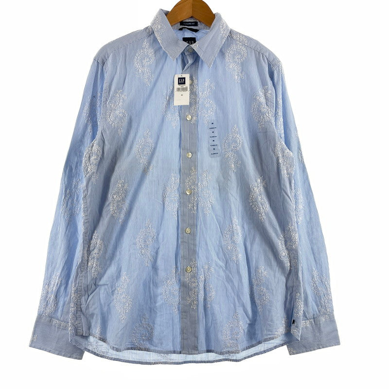 【中古品】【メンズ】 GAP ギャップ 90’s CLASSIC FIT STRIPE SHIRT 90年代 クラシックフィット ストライプ シャツ 長袖 トップス 147-260806-yo-16-tei サイズ：M カラー：ライトブルー 万代Net店