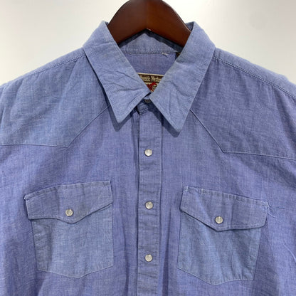 【中古品】【メンズ】 Youngbloods Authentic Western 70’S シャンブレー ウエスタンシャツ ヴィンテージ 145-260818-nm-64-tei サイズ：L カラー：ブルー 万代Net店