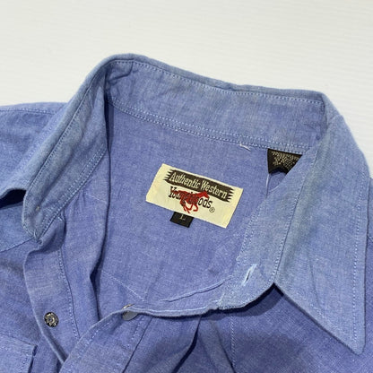 【中古品】【メンズ】 Youngbloods Authentic Western 70’S シャンブレー ウエスタンシャツ ヴィンテージ 145-260818-nm-64-tei サイズ：L カラー：ブルー 万代Net店