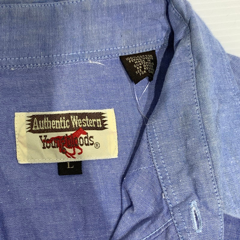 【中古品】【メンズ】 Youngbloods Authentic Western 70’S シャンブレー ウエスタンシャツ ヴィンテージ 145-260818-nm-64-tei サイズ：L カラー：ブルー 万代Net店