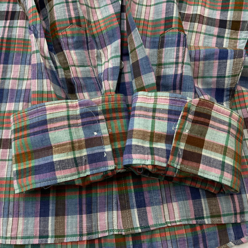【中古品】【メンズ】 ALAN FLUSSER アランフラッサー 80's L/S CHECK SHIRT VINTAGE BMJ-CHDAF-SM-0110 80年代 ロングスリーブ チェックシャツ 長袖 トップス ヴィンテージ 145-251229-yo-08-tei サイズ：LL カラー：マルチ 万代Net店