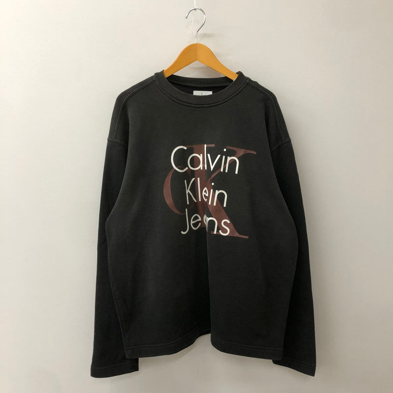 【中古品】【メンズ】 Calvin klein Jeans カルバンクラインジーンズ 90’s LOGO PRINT SWEATSHIRT MADE IN USA BMF0554 90年代 ロゴプリント スウェット トップス トレーナー USA製 141-250920-ts-15-tei サイズ：M カラー：ブラック 万代Net店