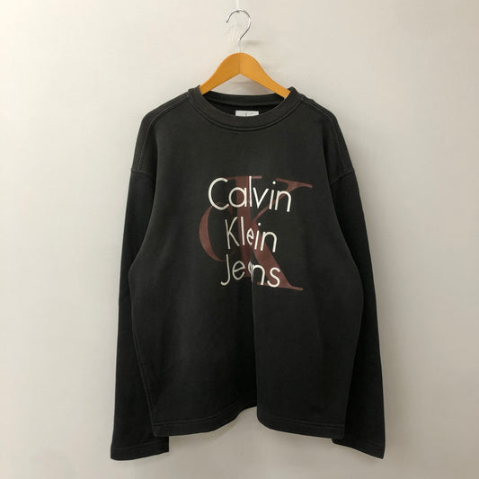 【中古品】【メンズ】 Calvin klein Jeans カルバンクラインジーンズ 90’s LOGO PRINT SWEATSHIRT MADE IN USA BMF0554 90年代 ロゴプリント スウェット トップス トレーナー USA製 141-250920-ts-15-tei サイズ：M カラー：ブラック 万代Net店