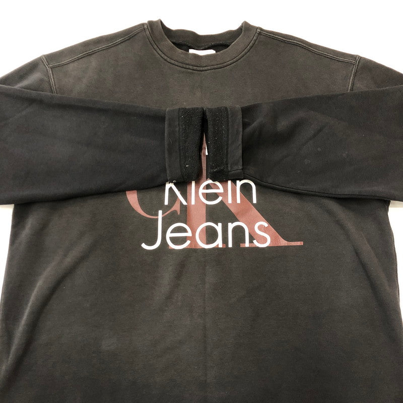 【中古品】【メンズ】 Calvin klein Jeans カルバンクラインジーンズ 90’s LOGO PRINT SWEATSHIRT MADE IN USA BMF0554 90年代 ロゴプリント スウェット トップス トレーナー USA製 141-250920-ts-15-tei サイズ：M カラー：ブラック 万代Net店