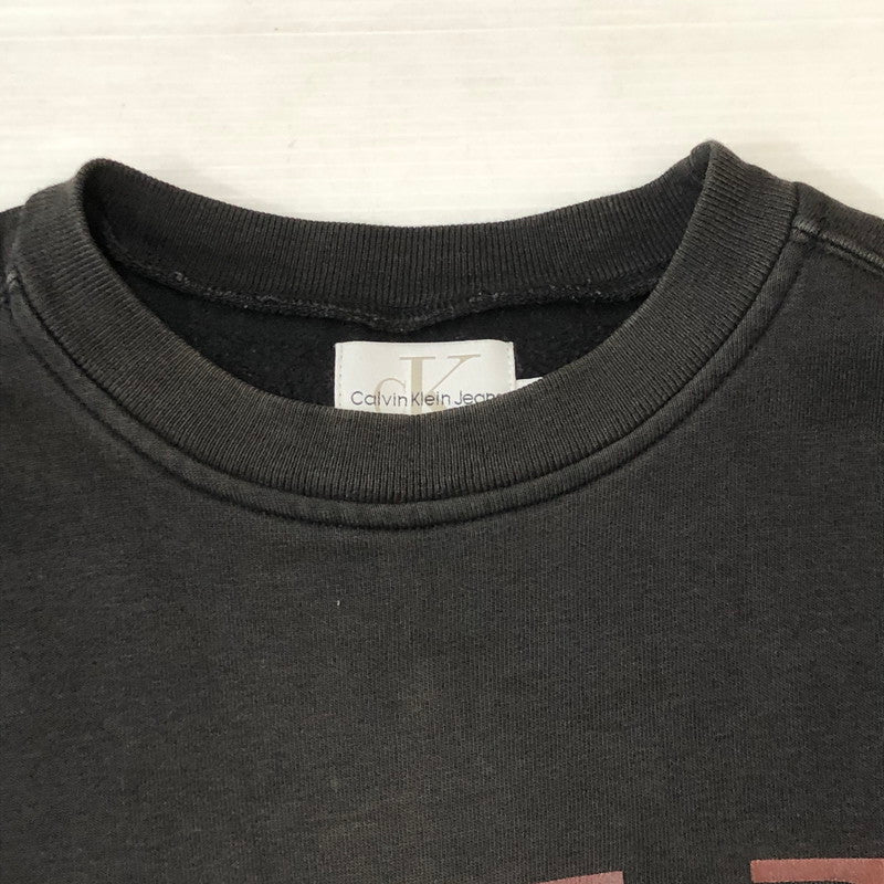 【中古品】【メンズ】 Calvin klein Jeans カルバンクラインジーンズ 90’s LOGO PRINT SWEATSHIRT MADE IN USA BMF0554 90年代 ロゴプリント スウェット トップス トレーナー USA製 141-250920-ts-15-tei サイズ：M カラー：ブラック 万代Net店