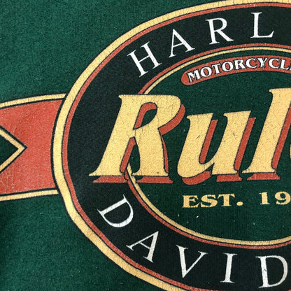【中古品】【メンズ】 HARLEY DAVIDSON ハーレーダビッドソン 90's BIG LOGO L/S SWEAT 90年代 ビッグロゴ ロングスリーブ スウェット トップス トレーナー USA製 145-250922-ks-10-fuz サイズ：XL カラー：グリーン 万代Net店