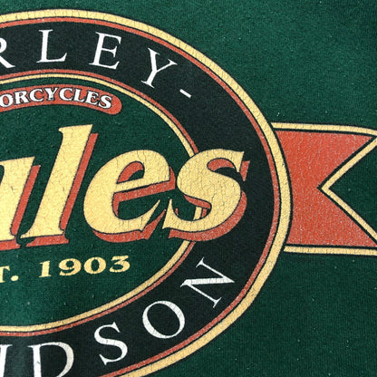 【中古品】【メンズ】 HARLEY DAVIDSON ハーレーダビッドソン 90's BIG LOGO L/S SWEAT 90年代 ビッグロゴ ロングスリーブ スウェット トップス トレーナー USA製 145-250922-ks-10-fuz サイズ：XL カラー：グリーン 万代Net店
