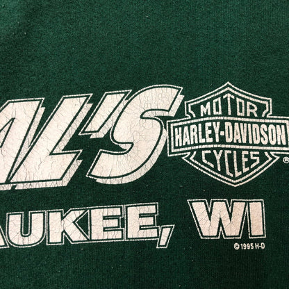 【中古品】【メンズ】 HARLEY DAVIDSON ハーレーダビッドソン 90's BIG LOGO L/S SWEAT 90年代 ビッグロゴ ロングスリーブ スウェット トップス トレーナー USA製 145-250922-ks-10-fuz サイズ：XL カラー：グリーン 万代Net店