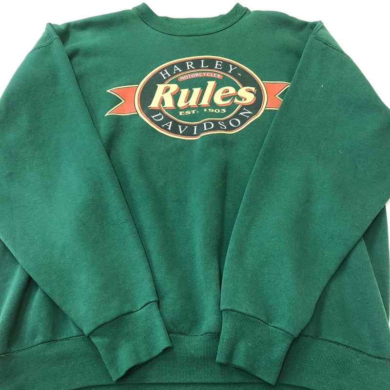 【中古品】【メンズ】 HARLEY DAVIDSON ハーレーダビッドソン 90's BIG LOGO L/S SWEAT 90年代 ビッグロゴ ロングスリーブ スウェット トップス トレーナー USA製 145-250922-ks-10-fuz サイズ：XL カラー：グリーン 万代Net店