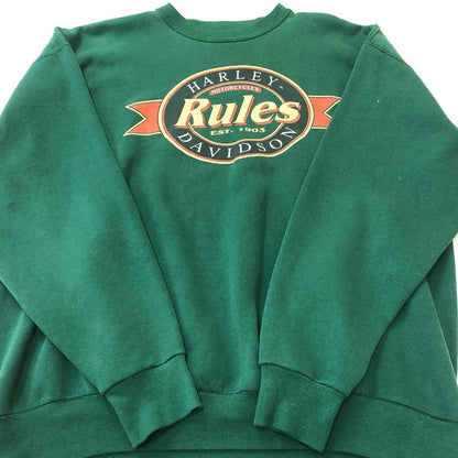 【中古品】【メンズ】 HARLEY DAVIDSON ハーレーダビッドソン 90's BIG LOGO L/S SWEAT 90年代 ビッグロゴ ロングスリーブ スウェット トップス トレーナー USA製 145-250922-ks-10-fuz サイズ：XL カラー：グリーン 万代Net店