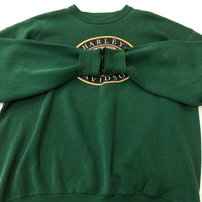 【中古品】【メンズ】 HARLEY DAVIDSON ハーレーダビッドソン 90's BIG LOGO L/S SWEAT 90年代 ビッグロゴ ロングスリーブ スウェット トップス トレーナー USA製 145-250922-ks-10-fuz サイズ：XL カラー：グリーン 万代Net店