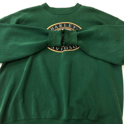 【中古品】【メンズ】 HARLEY DAVIDSON ハーレーダビッドソン 90's BIG LOGO L/S SWEAT 90年代 ビッグロゴ ロングスリーブ スウェット トップス トレーナー USA製 145-250922-ks-10-fuz サイズ：XL カラー：グリーン 万代Net店