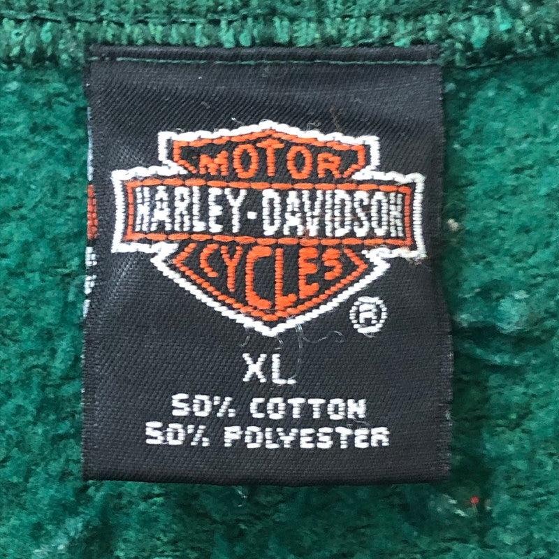 【中古品】【メンズ】 HARLEY DAVIDSON ハーレーダビッドソン 90's BIG LOGO L/S SWEAT 90年代 ビッグロゴ ロングスリーブ スウェット トップス トレーナー USA製 145-250922-ks-10-fuz サイズ：XL カラー：グリーン 万代Net店