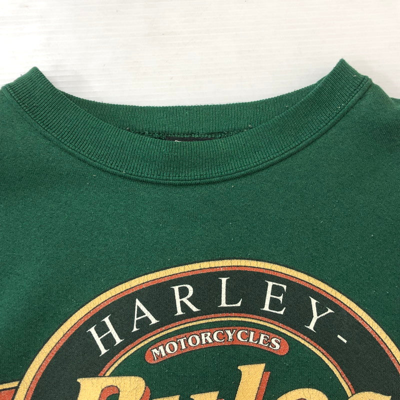 【中古品】【メンズ】 HARLEY DAVIDSON ハーレーダビッドソン 90's BIG LOGO L/S SWEAT 90年代 ビッグロゴ ロングスリーブ スウェット トップス トレーナー USA製 145-250922-ks-10-fuz サイズ：XL カラー：グリーン 万代Net店