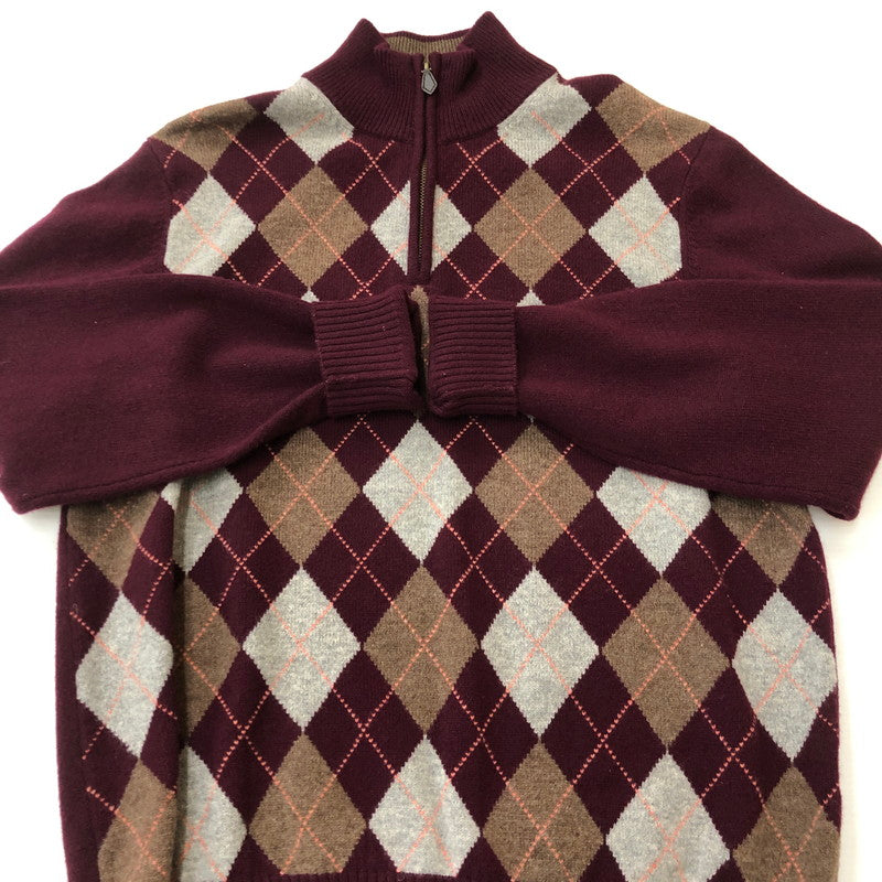 【中古品】【メンズ】 Brooks Brothers ブルックスブラザーズ HALFZIP ARGYLE SWEATER ハーフジップ アーガイル セーター 長袖 トップス 145-250922-KS-17-tei サイズ：M カラー：マルチカラー 万代Net店
