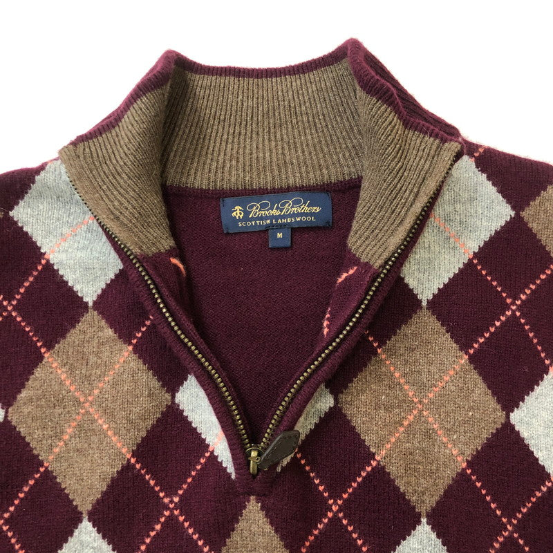 【中古品】【メンズ】 Brooks Brothers ブルックスブラザーズ HALFZIP ARGYLE SWEATER ハーフジップ アーガイル セーター 長袖 トップス 145-250922-KS-17-tei サイズ：M カラー：マルチカラー 万代Net店