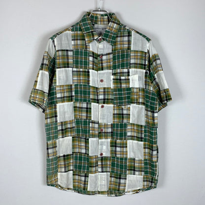 【中古品】【メンズ】 PATCHWORK CHECK S/S SHIRT パッチワーク チェック ショートスリーブ シャツ 半袖 トップス 142-260124-yy-11-fuzh サイズ：S カラー：グリーン 万代Net店
