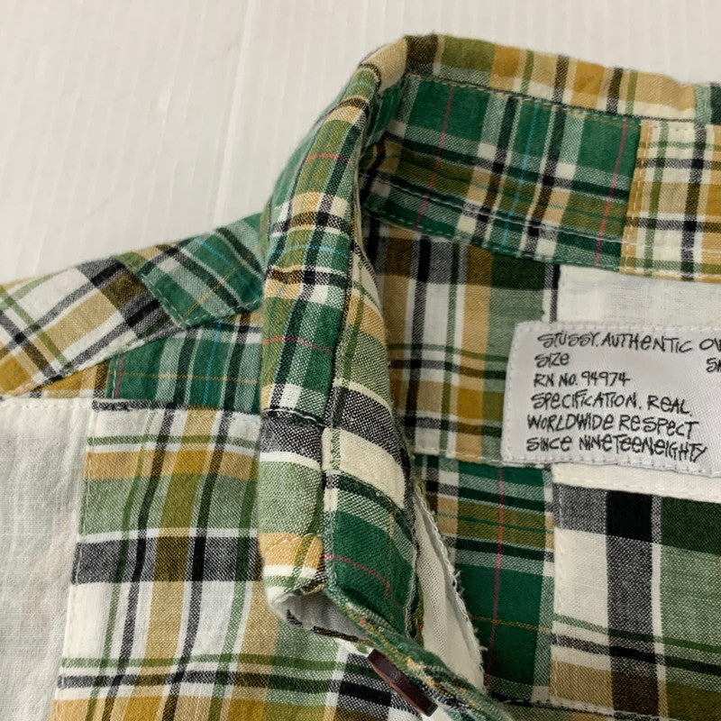 【中古品】【メンズ】 PATCHWORK CHECK S/S SHIRT パッチワーク チェック ショートスリーブ シャツ 半袖 トップス 142-260124-yy-11-fuzh サイズ：S カラー：グリーン 万代Net店