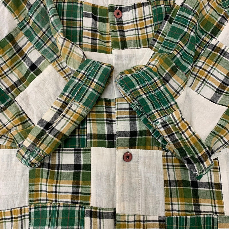 【中古品】【メンズ】 PATCHWORK CHECK S/S SHIRT パッチワーク チェック ショートスリーブ シャツ 半袖 トップス 142-260124-yy-11-fuzh サイズ：S カラー：グリーン 万代Net店