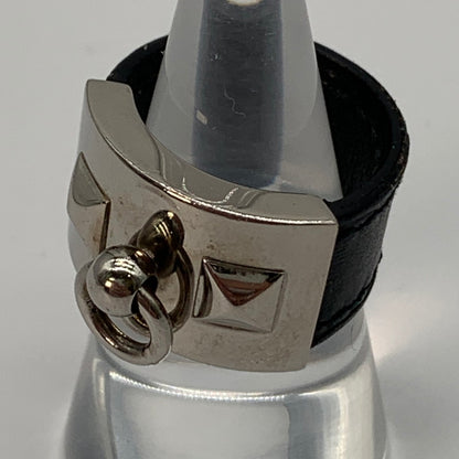 【中古品】【レディース】 HERMES エルメス コリエドシアン シルバーレザーリング 182-260311-nm-10-otoh サイズ：M（約11号前後） カラー：シルバー×ブラック 万代Net店