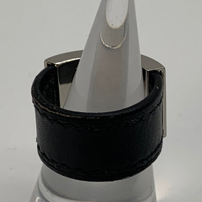 【中古品】【レディース】 HERMES エルメス コリエドシアン シルバーレザーリング 182-260311-nm-10-otoh サイズ：M（約11号前後） カラー：シルバー×ブラック 万代Net店